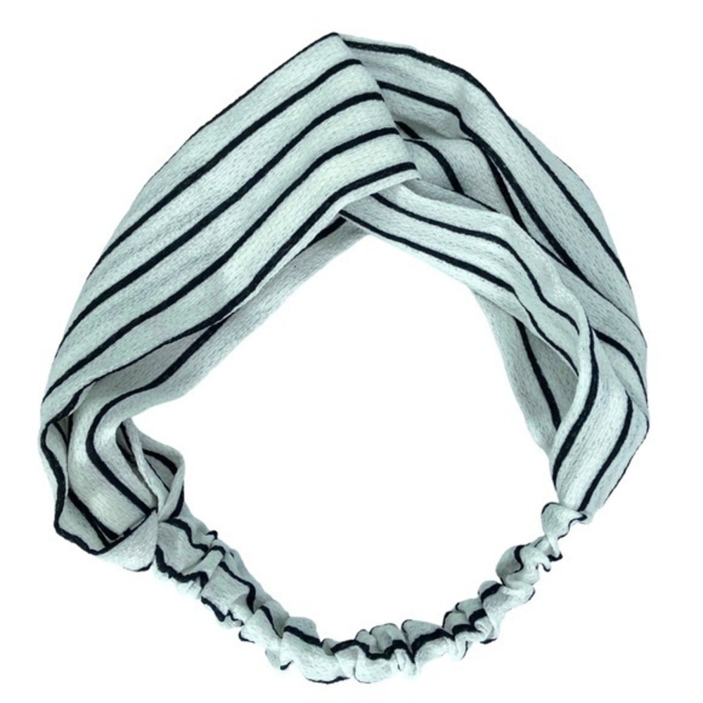 Cross Knot Georgette Fabric Headband Elastic Hair Accessory Striped Print Boho